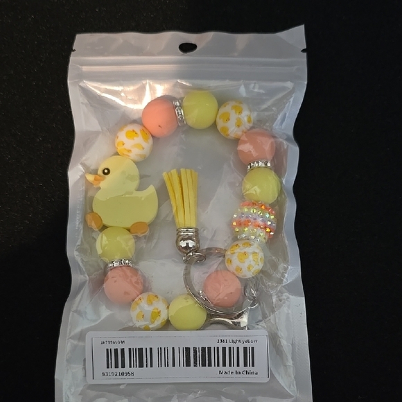Yellow and Pink Duck Keychain Bracelet - Picture 1 of 1